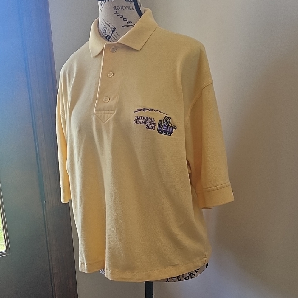 Yellow Polo Shirt with  LSU Embroidered Logo